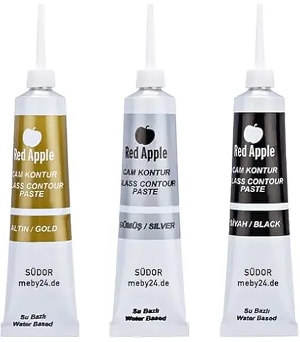 Red apple glass contour paste 20 ml (Black)