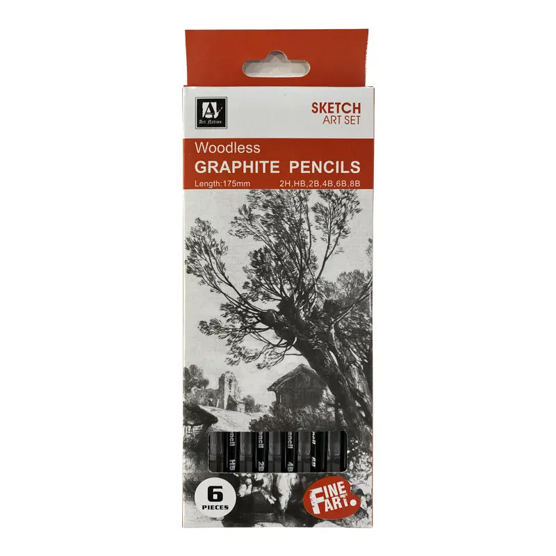 Art nation sketch art set, woodless gharphit pencils 6 pcs