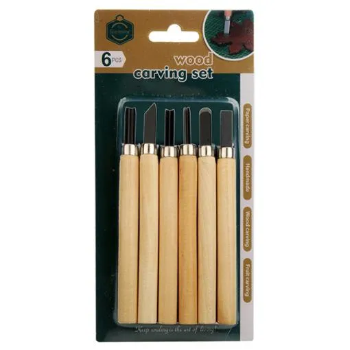 Keep smiling wood carving set 6 pcs 