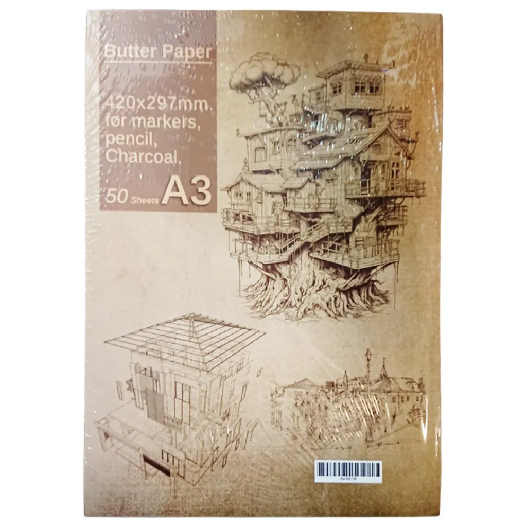 Butter paper A3 for markers , pencil , charcoal 50 sheet's